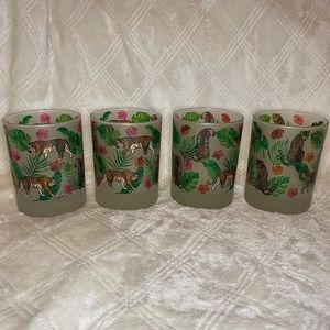 4 Culver Frosted Tiger Cheetah Glass Set